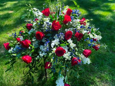 "Patriot" Casket Spray by Twigs Floral Design