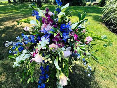 Bold Garden Casket Spray by Twigs Floral Design