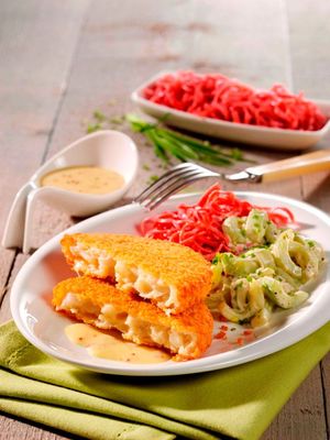 Blumenkohl-Käse-Knusperbratling (vegetarisch)