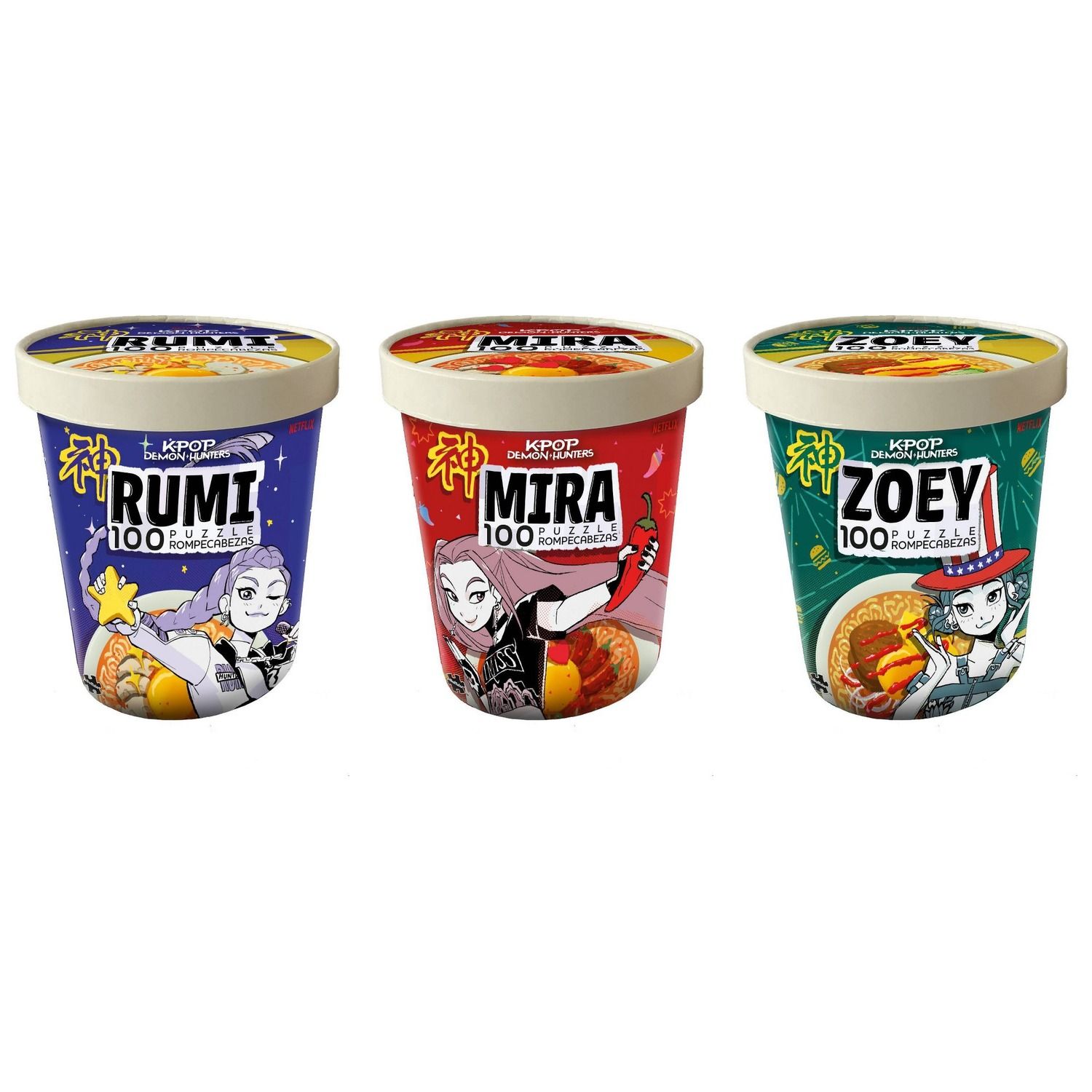 Kpop Demon Hunter Ramen Noodle Puzzle Rumi Mira Zoey (Set of 3)