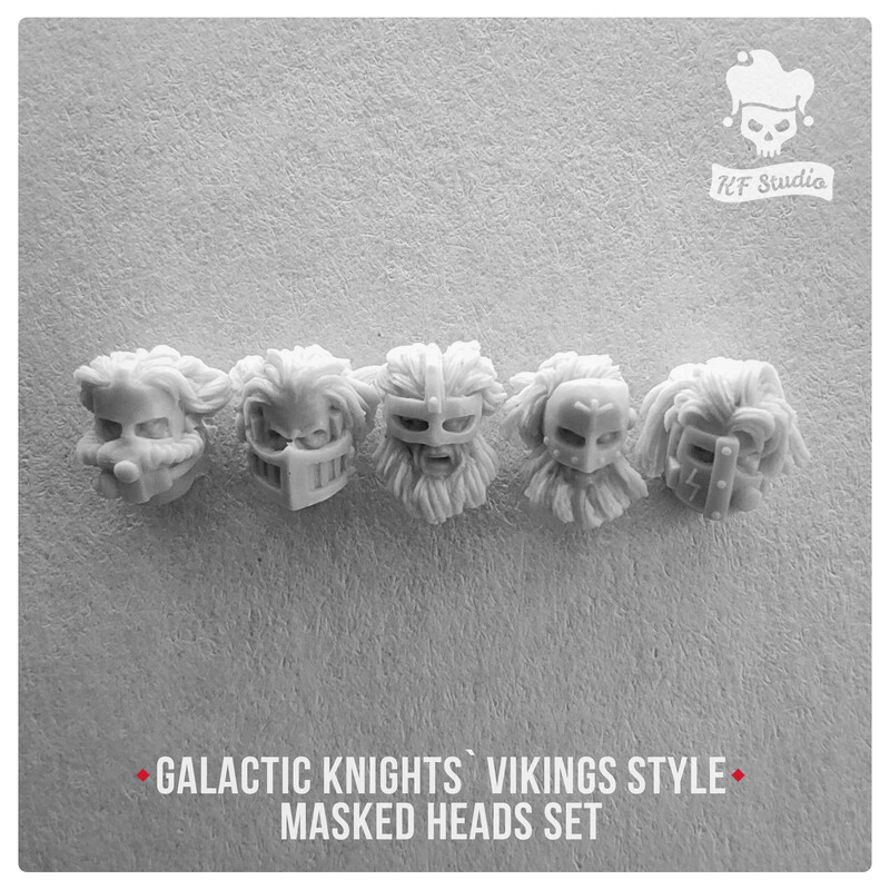 Galactic Knights Viking Style Heads in masks by KFStudio