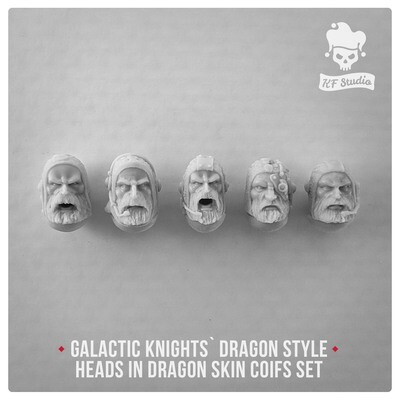 Galactic Knights Dragon Style Heads in dragon skin coifs by KFStudio