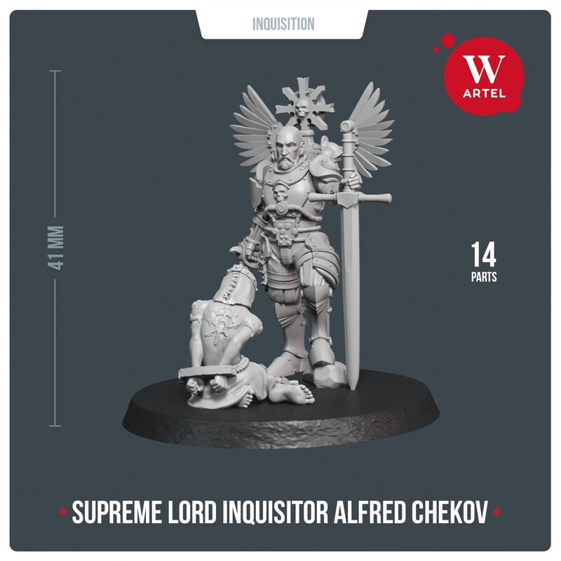 Supreme Lord Inquisitor Alfred Chekov with imprisoned Witch