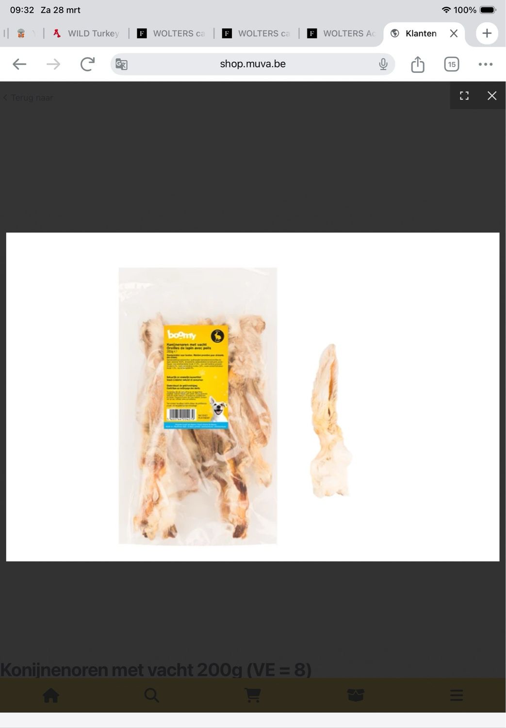 Konijnenoren met vacht 200gr