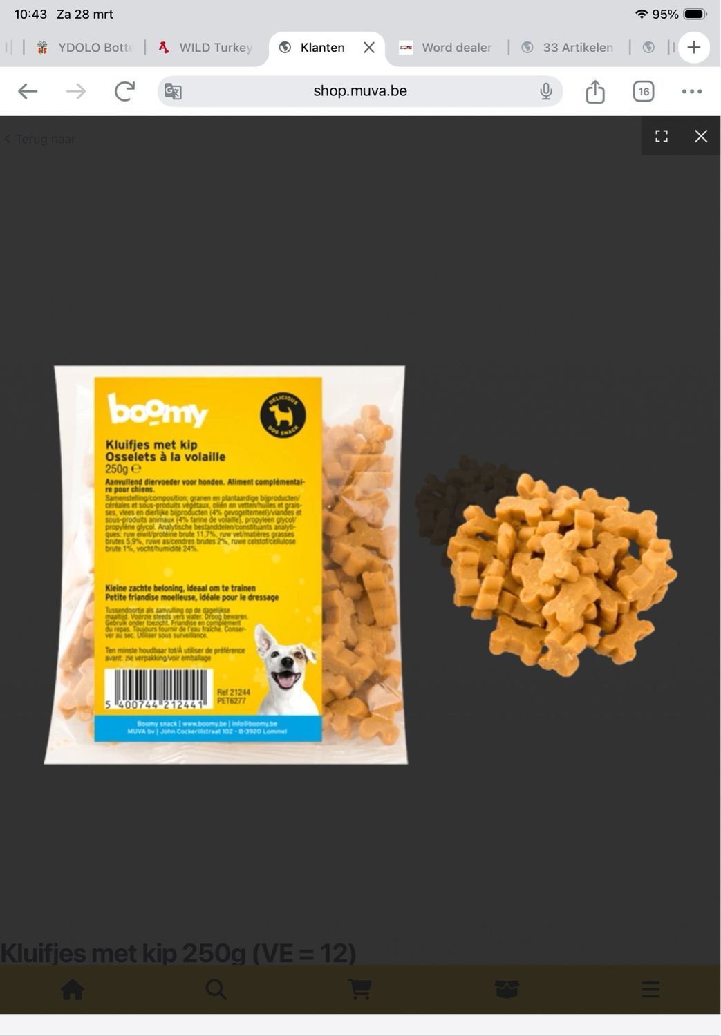 Kluifjes met kip boomy 250g