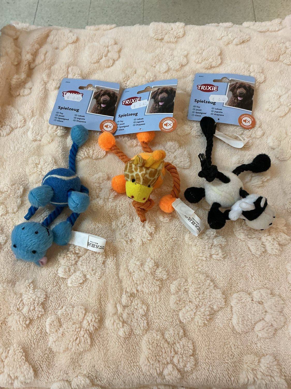 Speeltouw bal dier’ giraffe, koe, poes