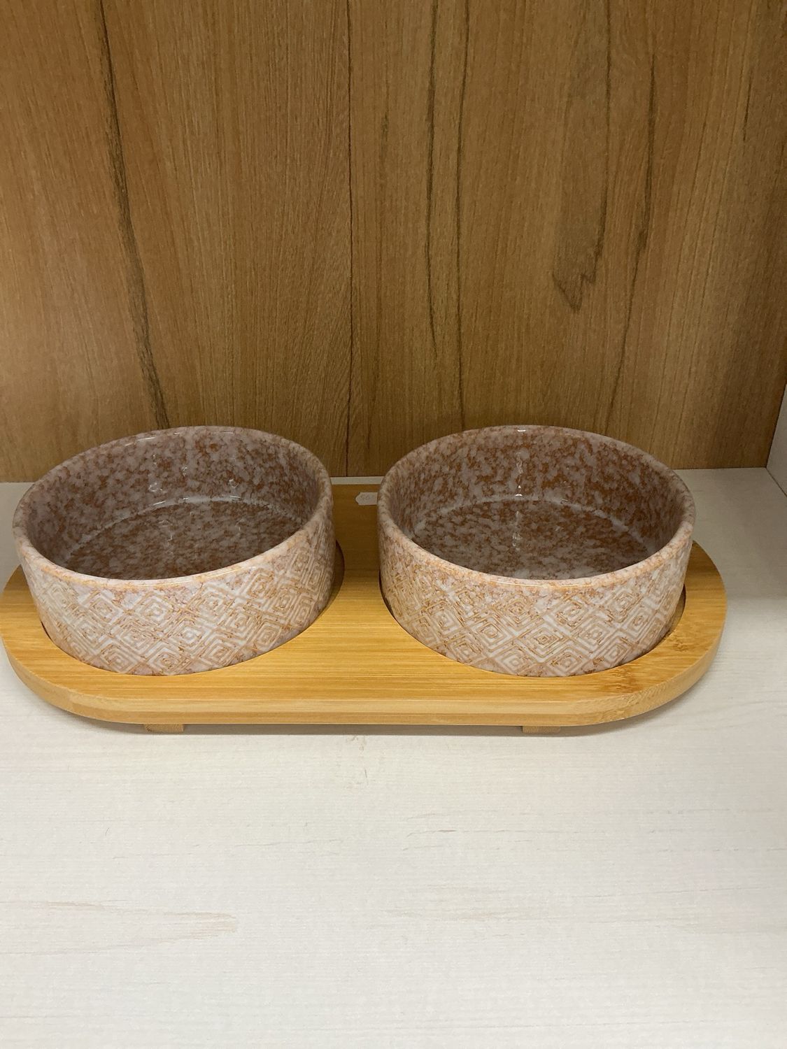 Trixie drink en eetkom 10 cm duo op bamboe schaal
