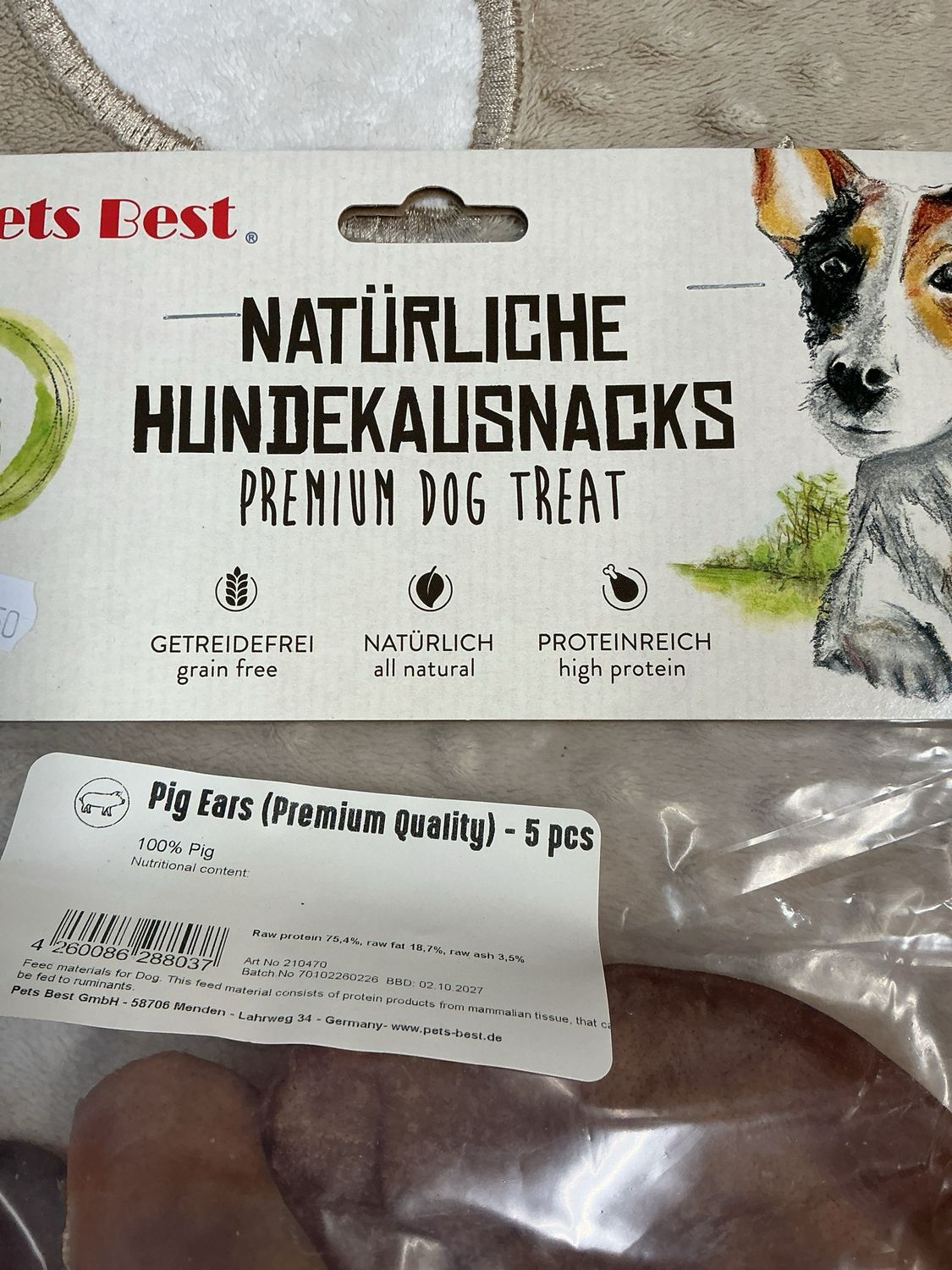 Pets best Varkensoren 100% 5 stuks/pak