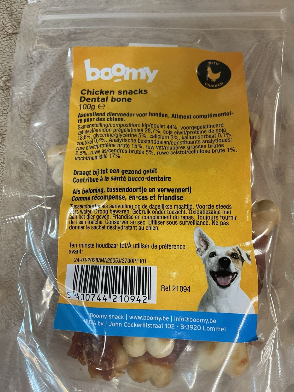 Boomy kippensnack dental bone 100 g