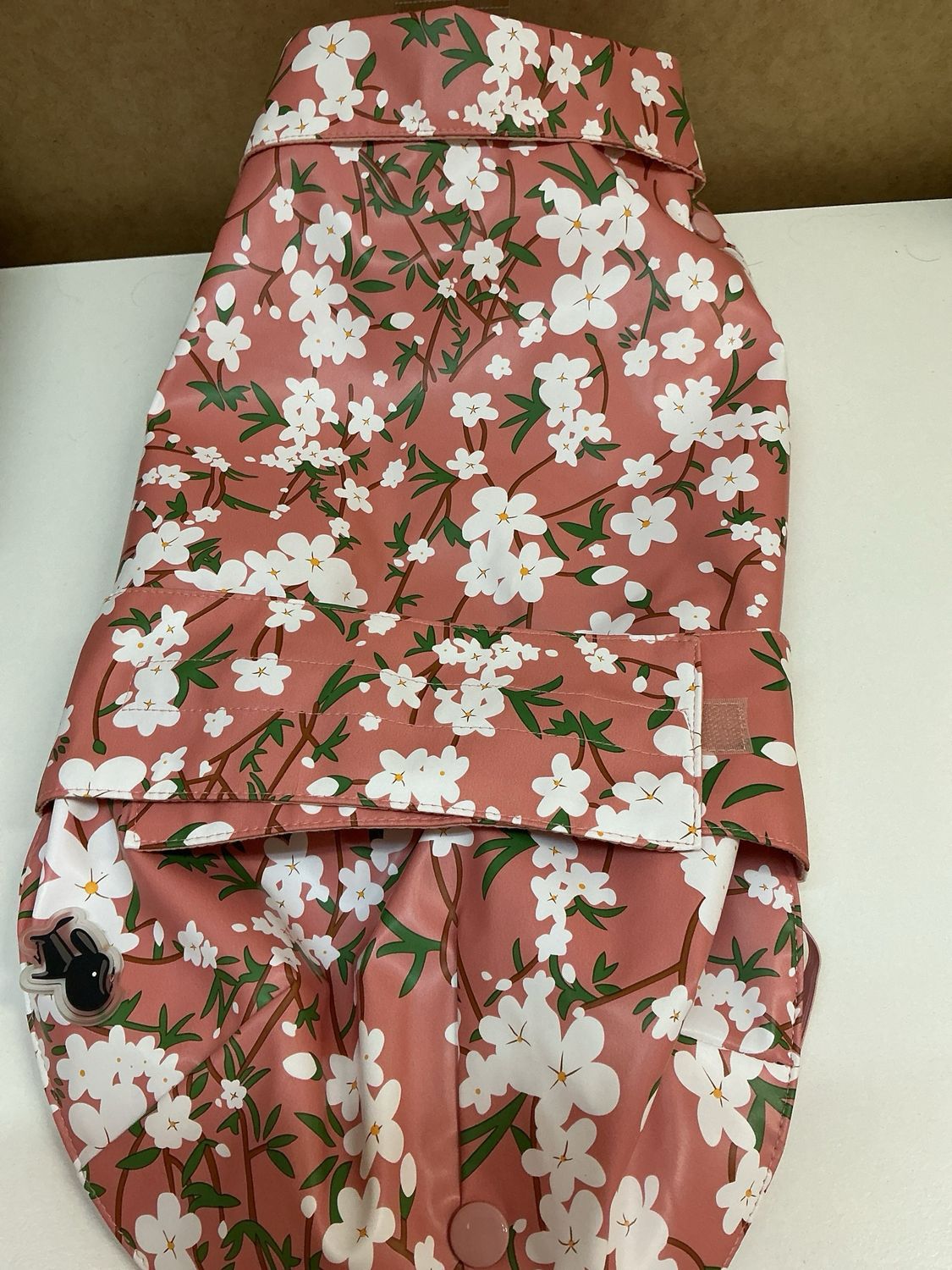 Regenjas roze gebloemd met fleece voering 43 cm