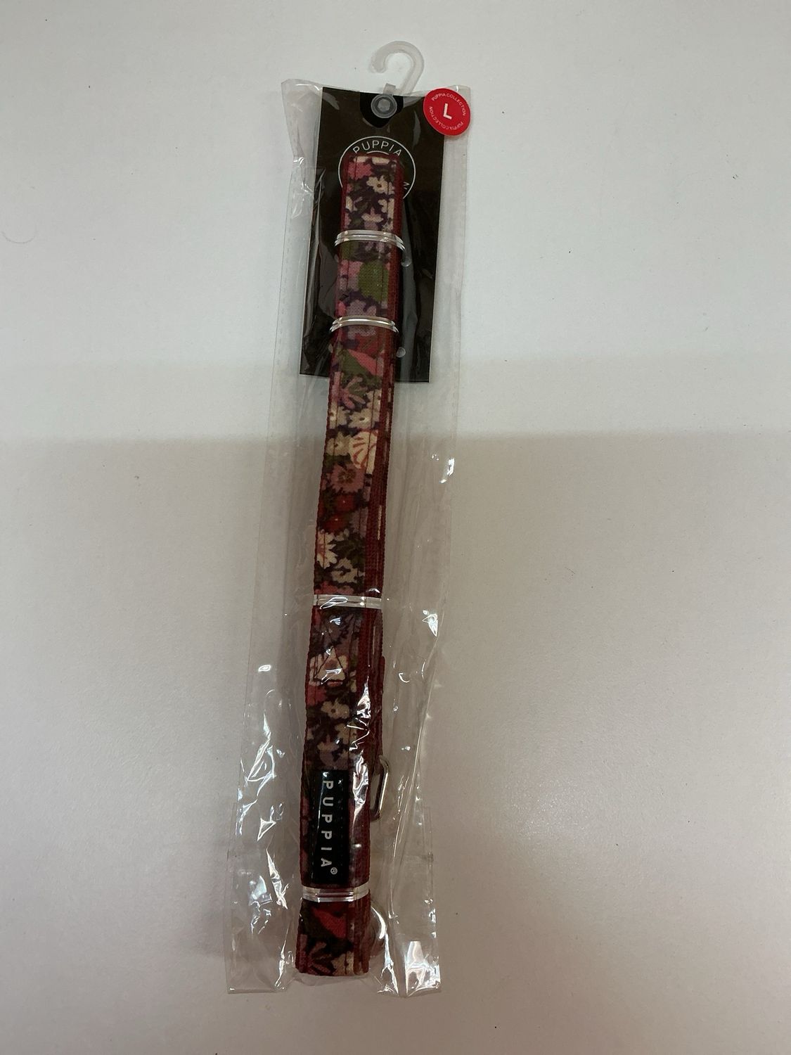 Puppia leiband, rood met bloemen, large