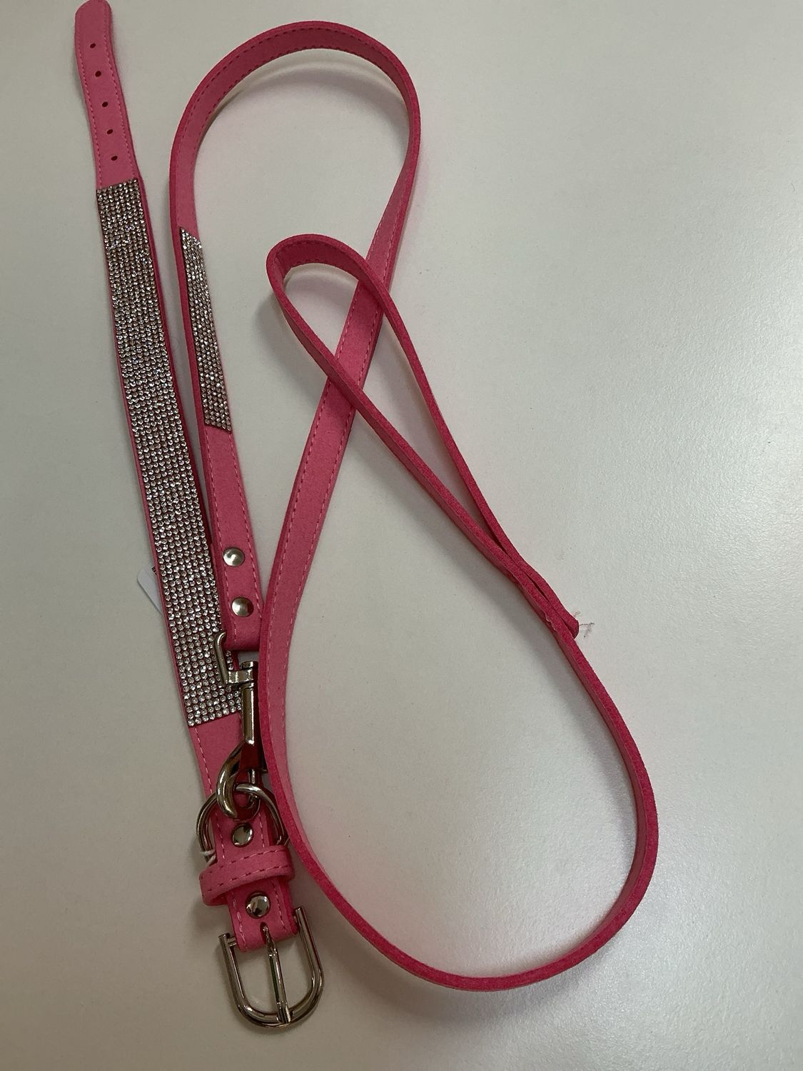 Halsband en leiband licht roze  maat 40 cm
