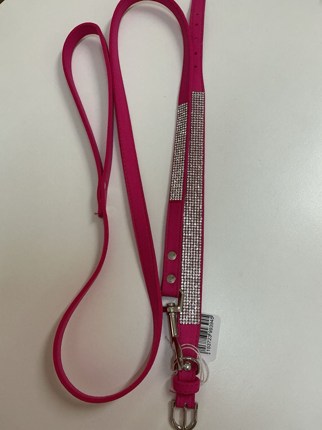 Halsband en leiband fuchsia maat 35 cm