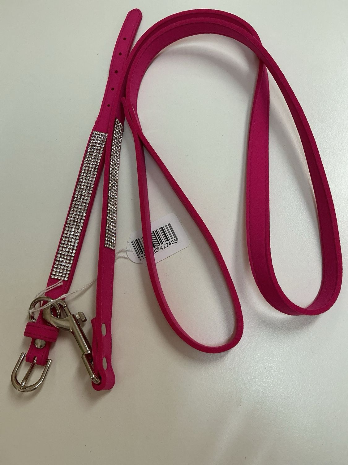 Halsband en leiband fuchsia laat 25 cm