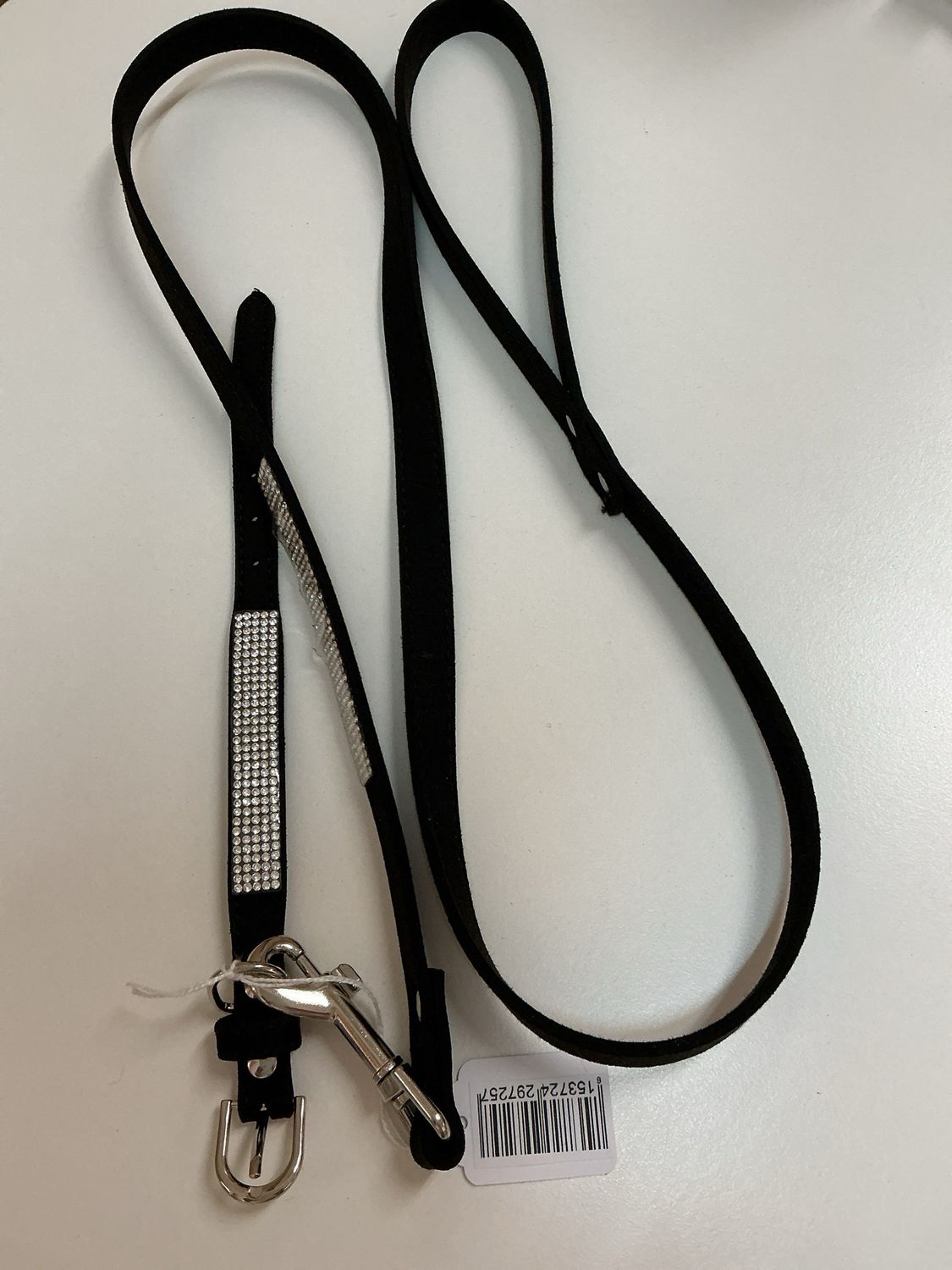 Halsband en leiband zwart met steentjes 20cmy