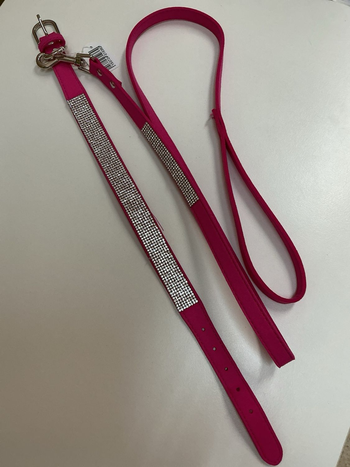 Halsband en leiband fuchsia maat 45 cm