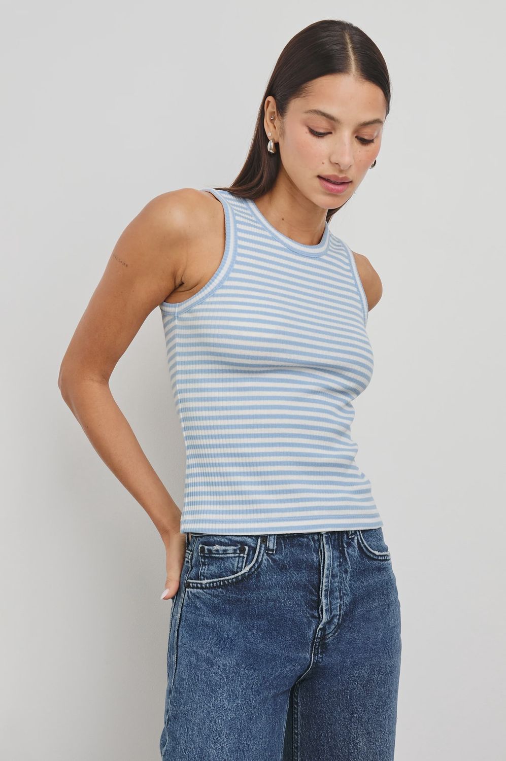 Racer Tank in Blue Stripe
