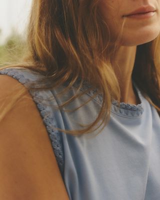 Logan Crew Neck Tank in Mediterranean Blue