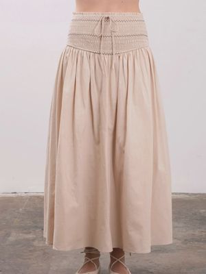 Moon River Smocked Detail Midi Skirt