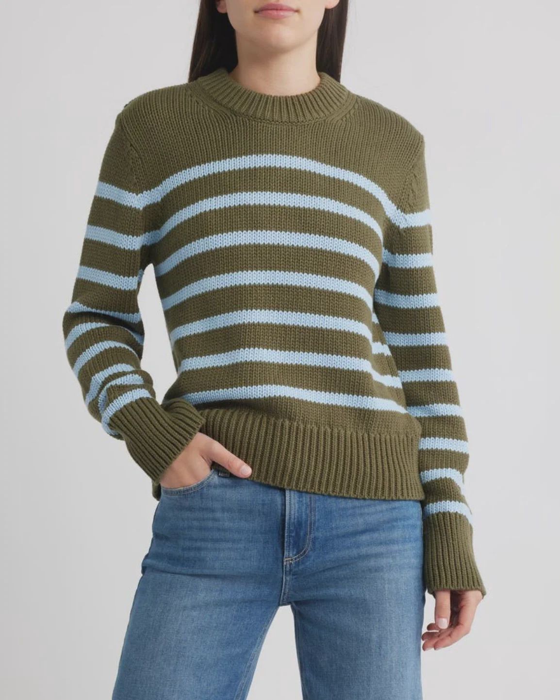 Alise Sweater in Olive Sky Stripe