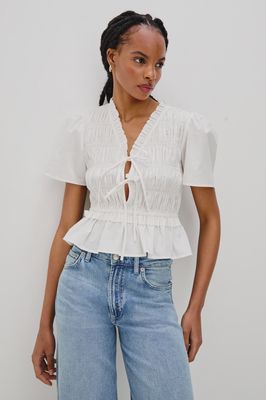 Portia Poplin Top in White