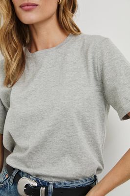 Cotton Cashmere Short Sleeve Tee in Grey