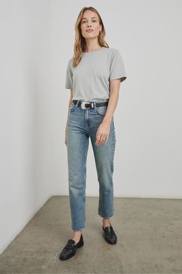Cotton Cashmere Short Sleeve Tee in Grey