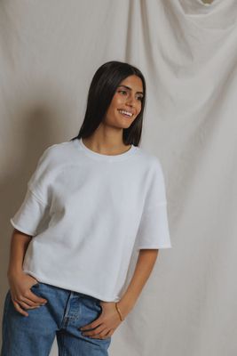 Ezra Short Sleeve Sweatshirt in White