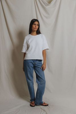 Ezra Short Sleeve Sweatshirt in White