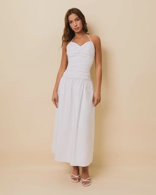 Adina Poplin Dress in White