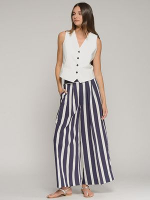 Navy Striped Trousers