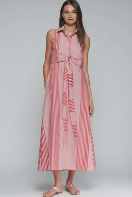 Striped Shirt Dress in Red