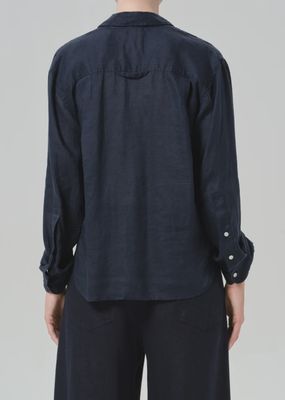 Kayla Shrunken Shirt in True Navy