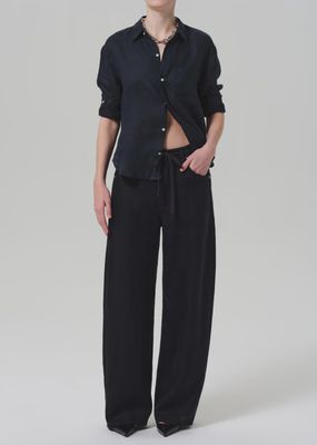 Brynn Drawstring Trouser in True Navy