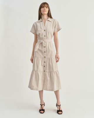 Adriana Dress - Camel Stripe