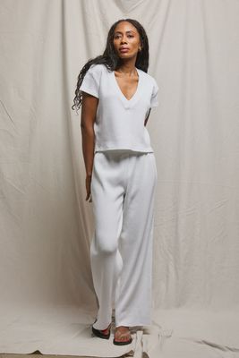 Shane Waffle Pant - White