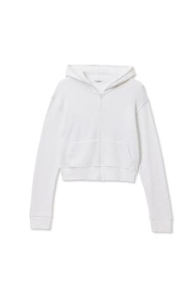 Inez Waffle Zip- up Hoodie - White