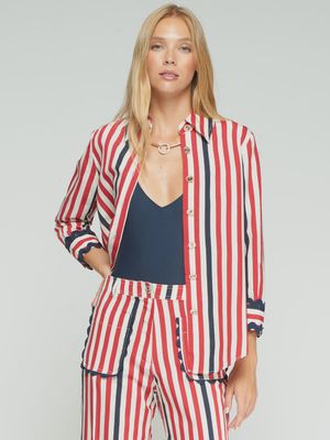 Ricrac Shirt in Navy &amp; Red