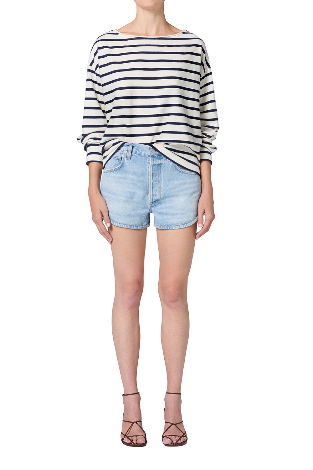 Boat Neck Top in Marine Stripe