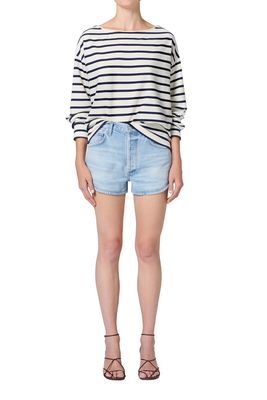 Boat Neck Top in Marine Stripe