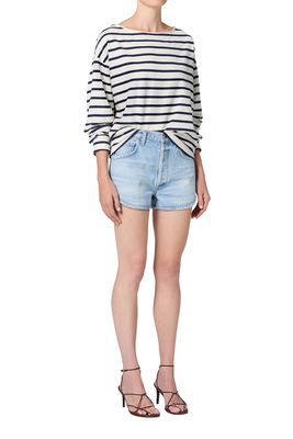 Boat Neck Top in Marine Stripe