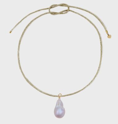 Gold Lurex Cord with Baroque Pearl Charm