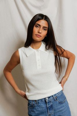 Fran Pointelle Sleeveless Polo