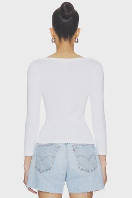Boat Neck Slim Tee in White