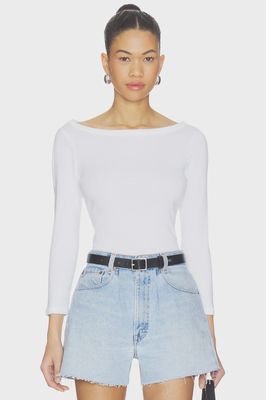 Boat Neck Slim Tee in White