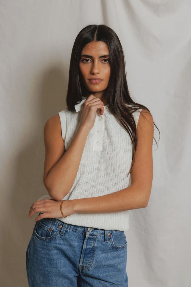 Fran Pointelle Sleeveless Polo