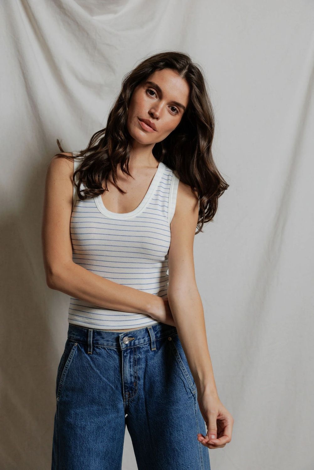 Kendra Sweater Tank in Pacific Stripe