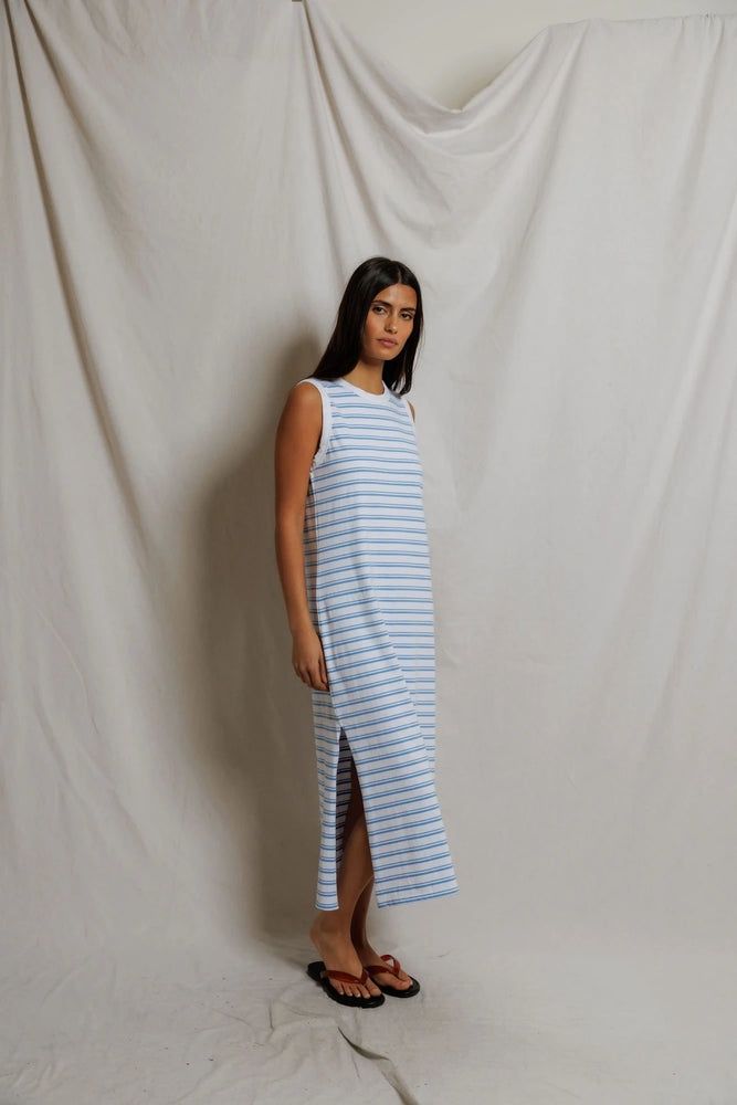 Lanell Sleeveless Dress in Pacific Stripe