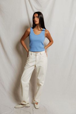 Blondie Rib Tank in Pacific Blue