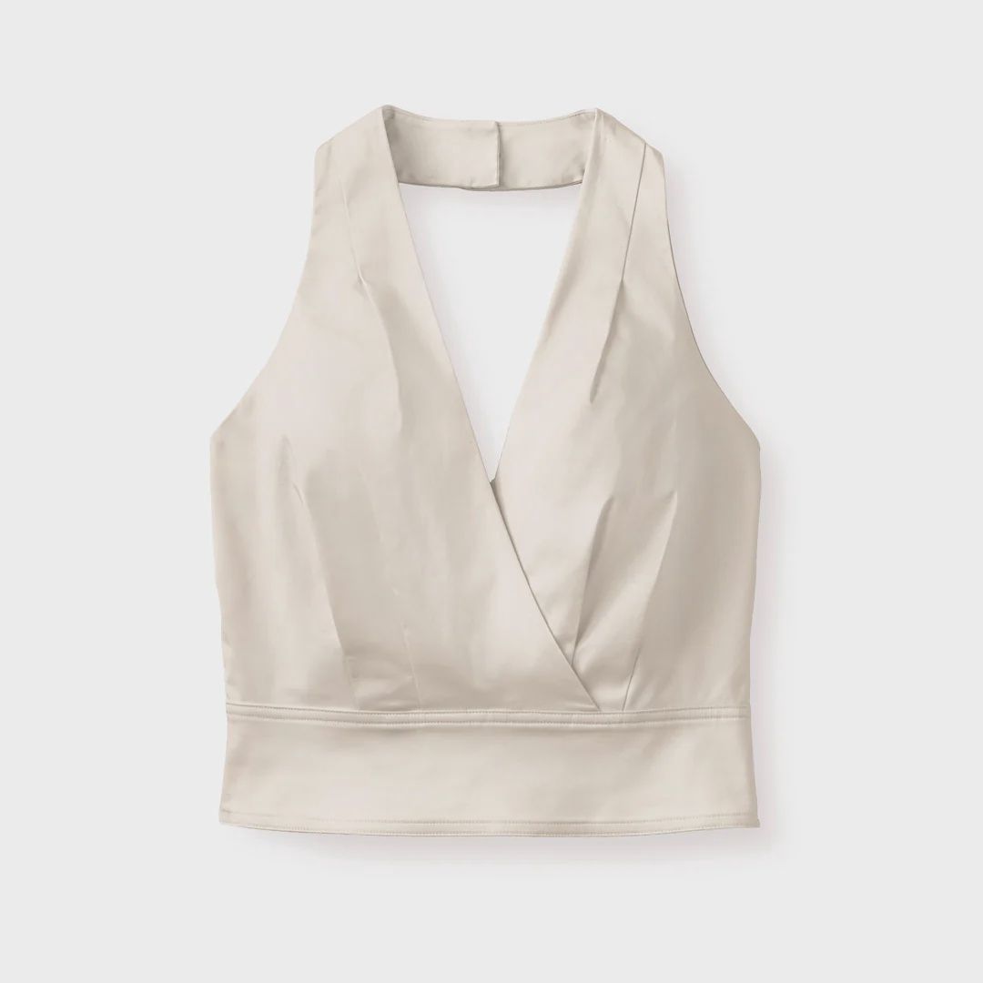 Olive Halter Top in Ivory